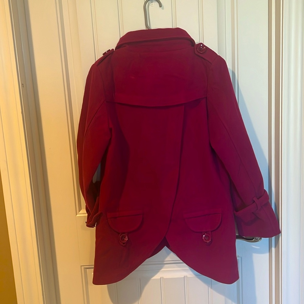 Women’s Fuchsia Colored Button Front Coat Size La… - image 3